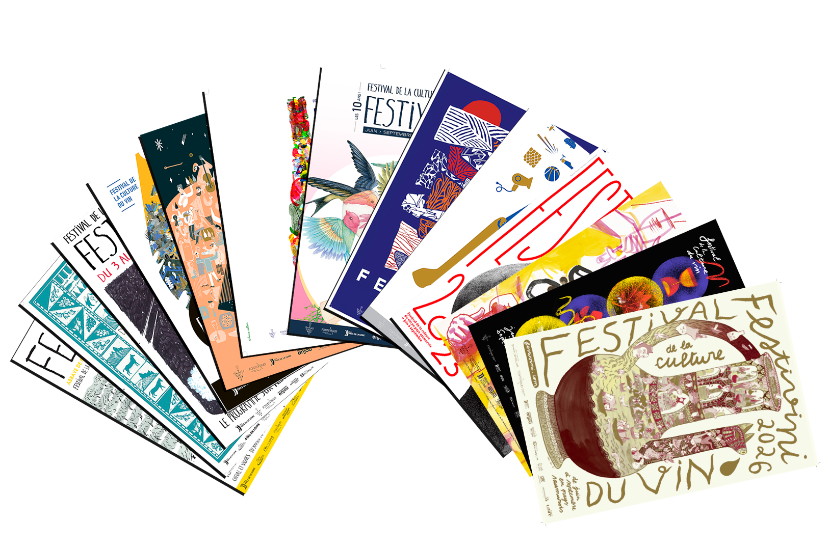 collection des affiches de Festivini en éventail